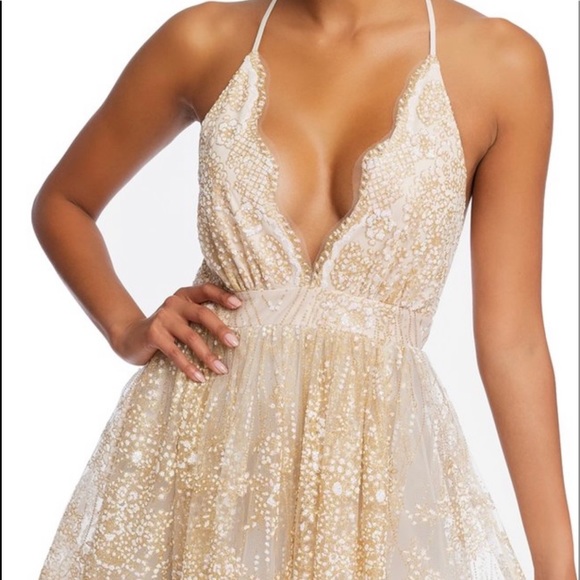 drop of magic dress in rose gold Ladivine J871 Elegant Fitted Sparkle Gown 8 / Rose Gold main image 0